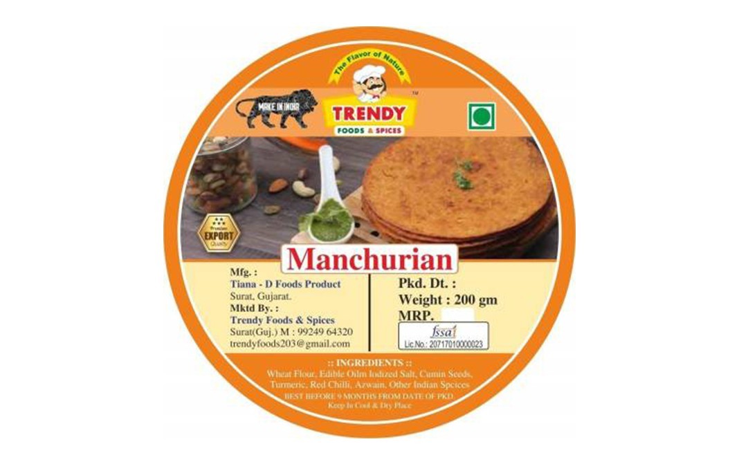 Trendy Foods & Spices Machurian Khakhra    Pack  200 grams